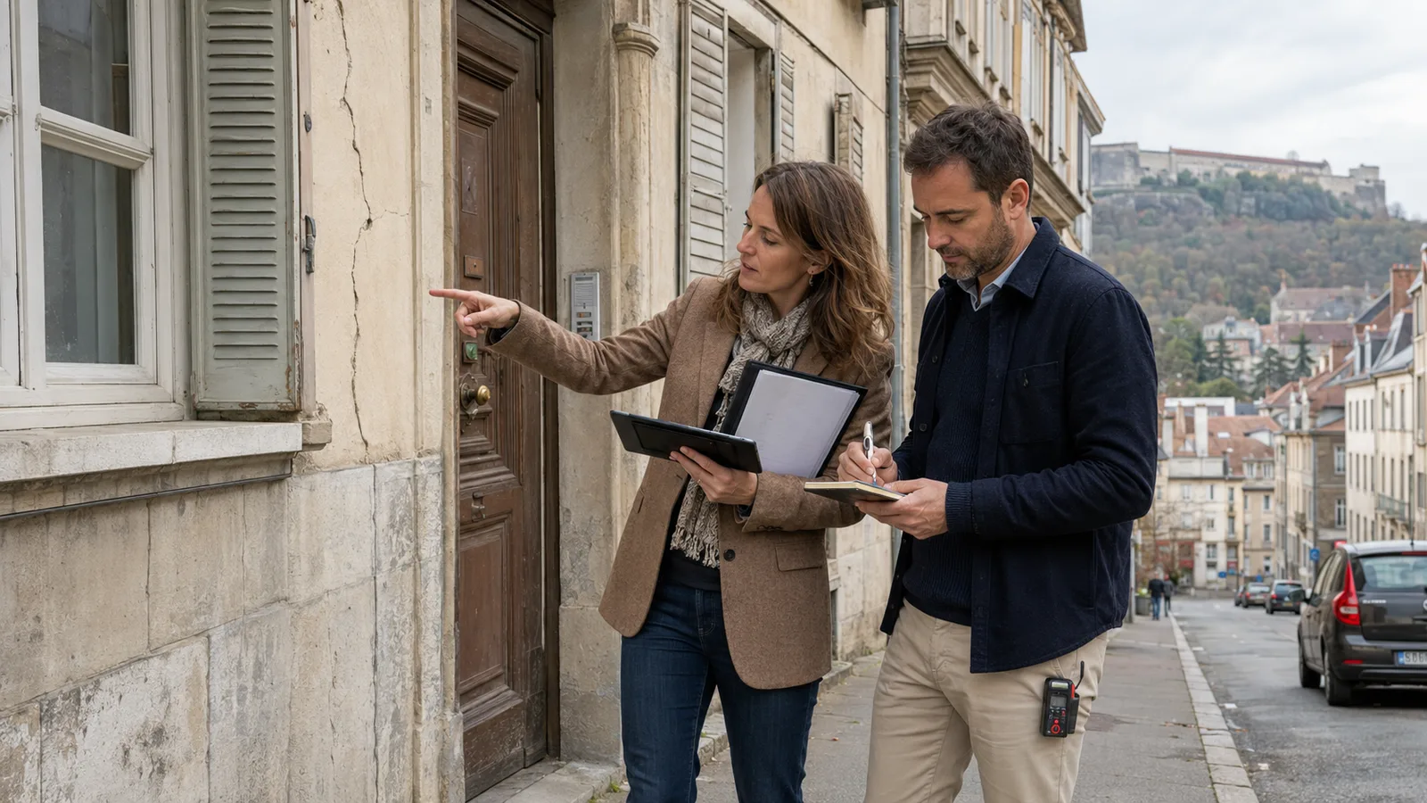 Visite d'un bien avec un agent immobilier partenaire de BONAPPART, Besançon