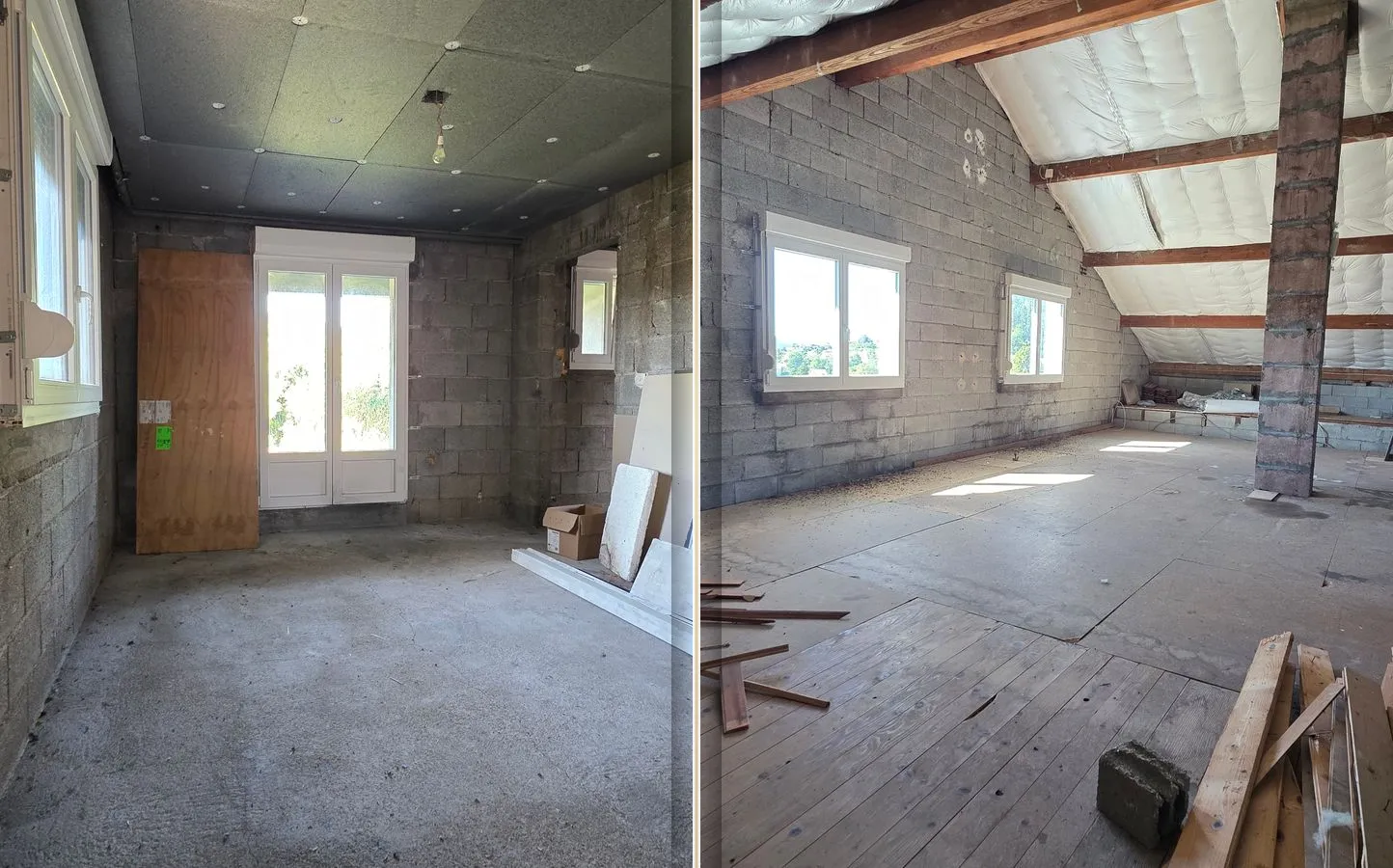 Deux pièces à l'état de plateau brut, enveloppe traitée et aménagement intérieur à réaliser
