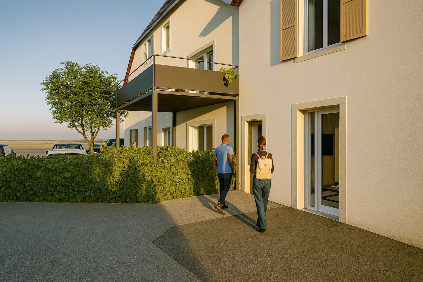 Projection 3D de l'architecte, façade du corps de ferme à Mamirolle une fois le projet achevé