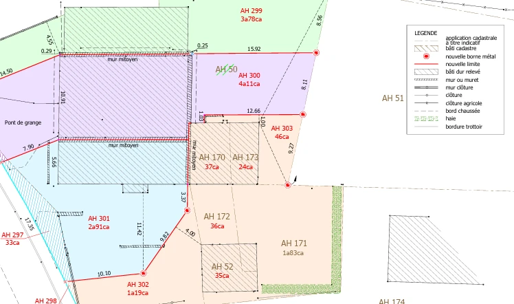 Plan de division parcellaire du corps de ferme à Mamirolle