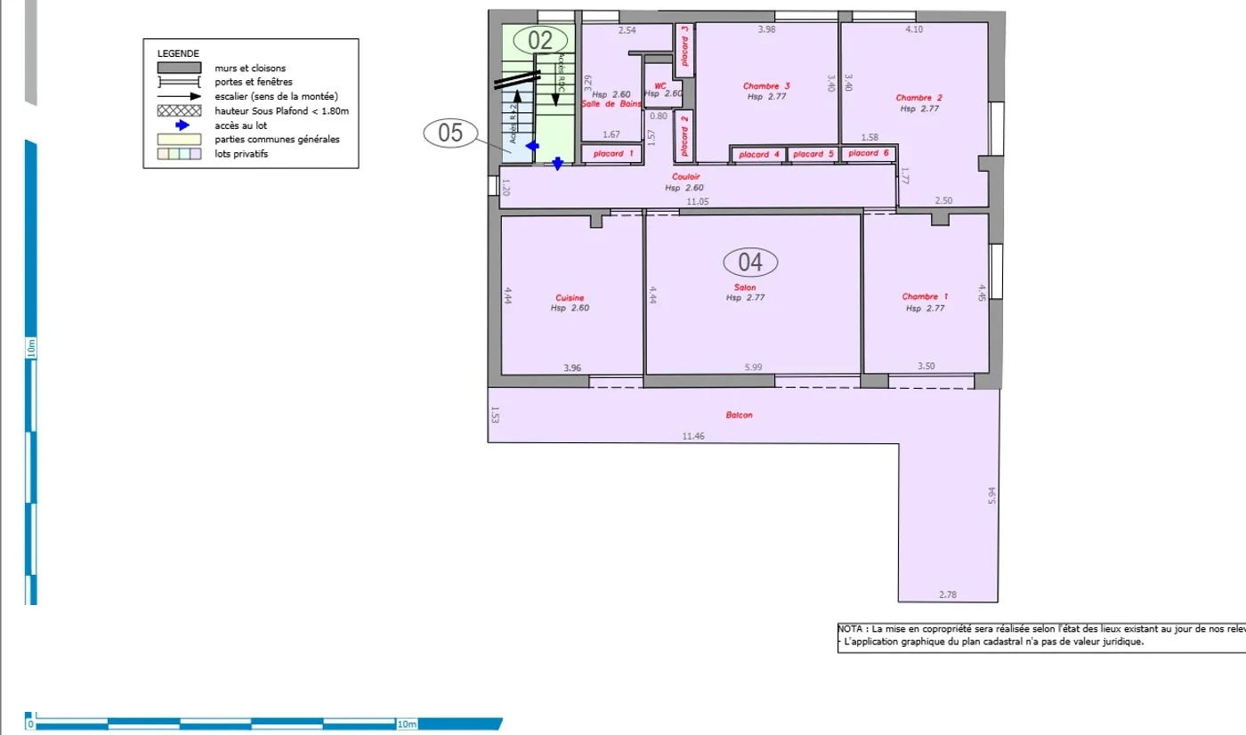 Plan du 1er étage de la maison divisée en copropriété à Saint-Vit