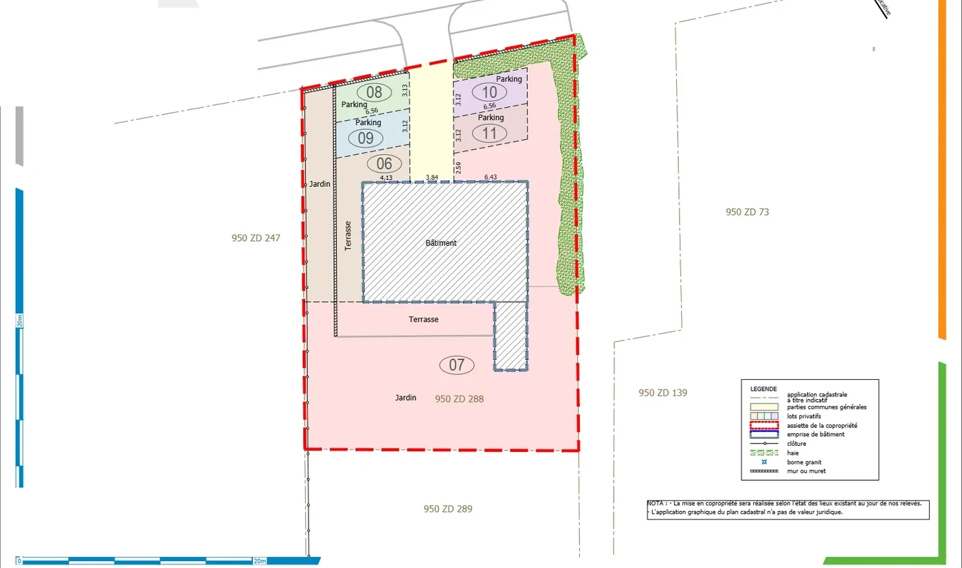 Plan de masse, parkings et jardin de la copropriété à Saint-Vit