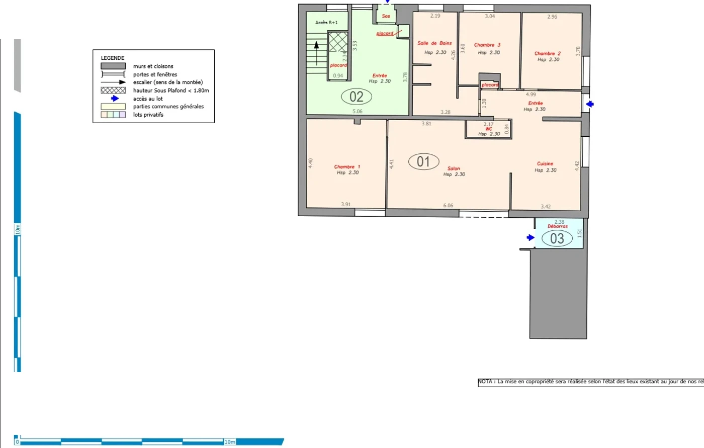Plan du rez-de-chaussée de la maison divisée en copropriété à Saint-Vit